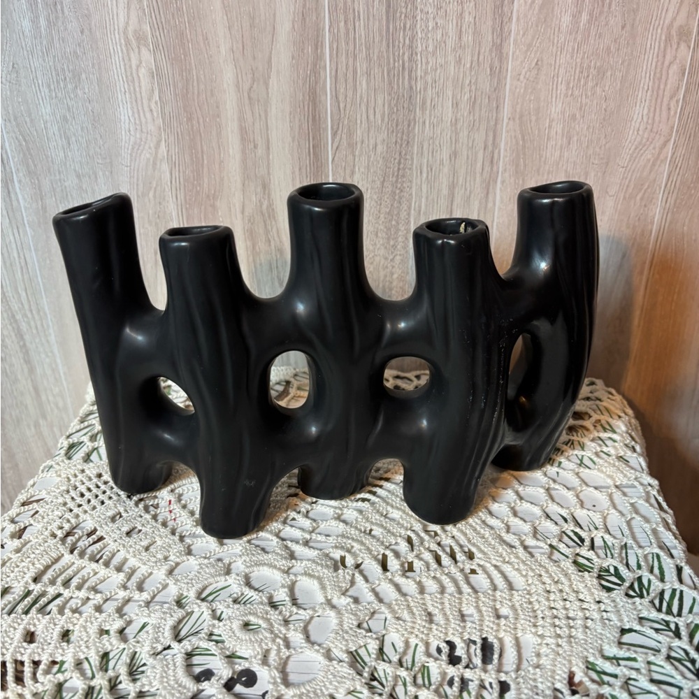 Creative Abstract Black Ceramic Vase Unique Design Fresh Dried Flowers